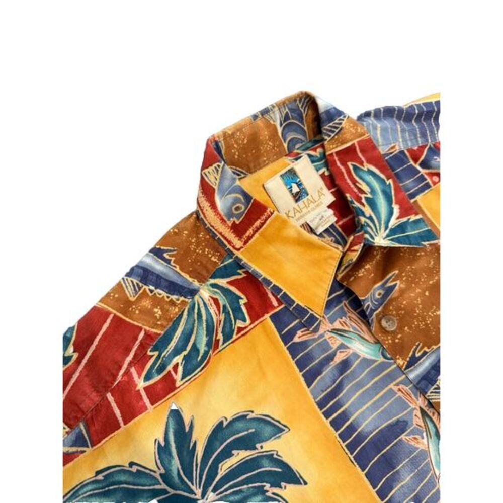 KAHALA - Vintage Palm Trees and Fish All Over Mens Medium. Shirt